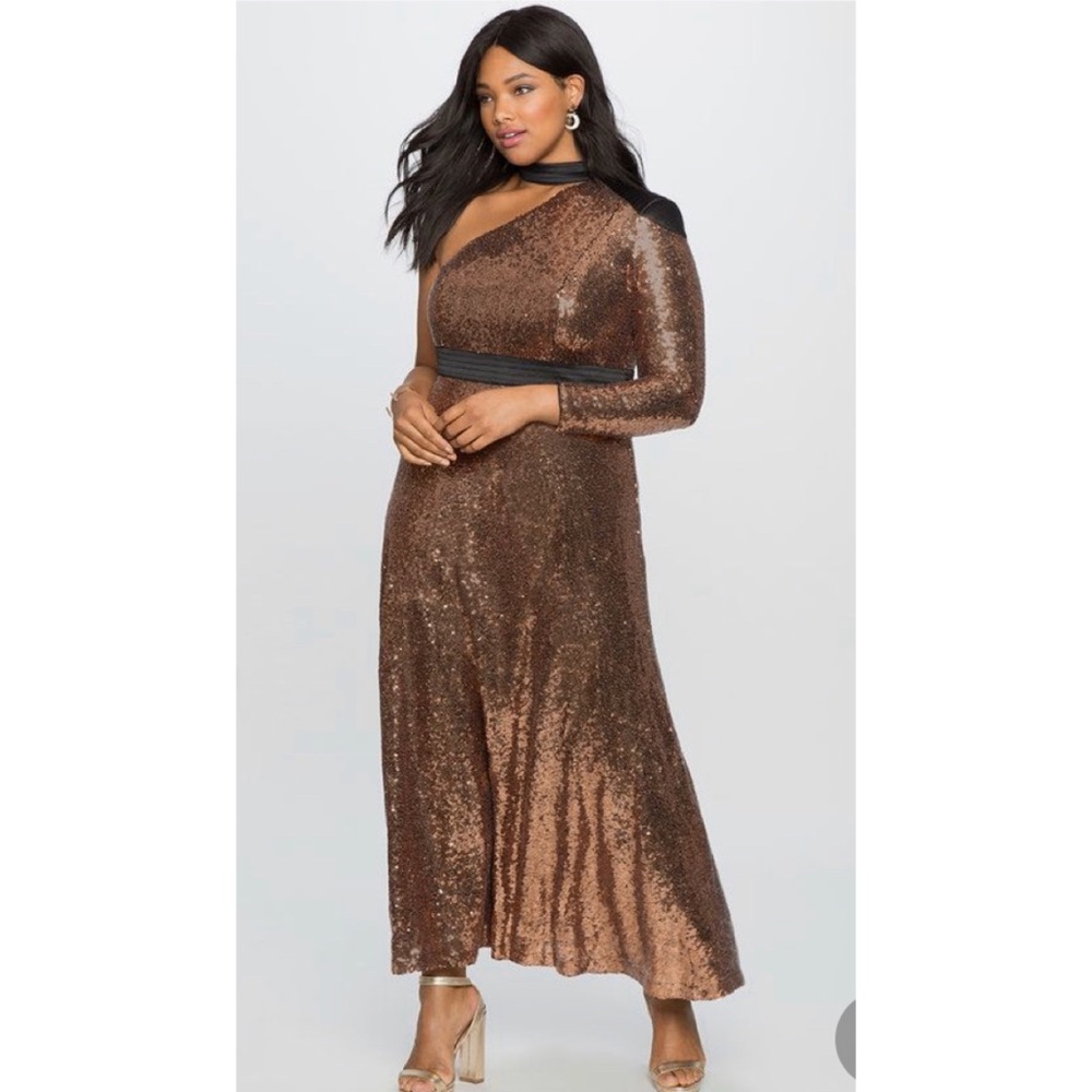 NWOT One shoulder sequin evening gown